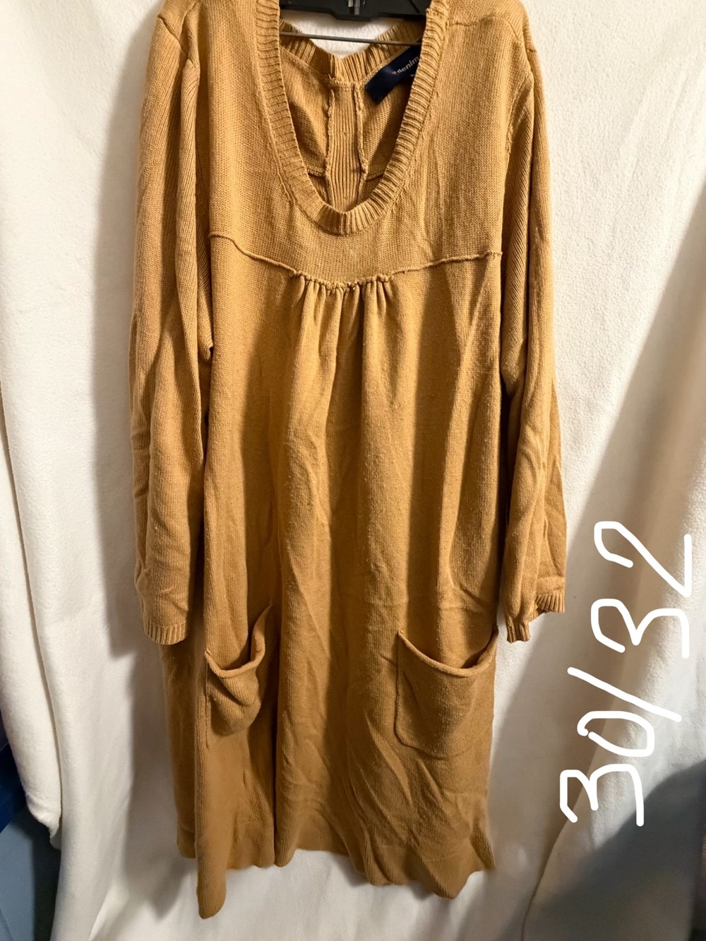Mustard Knit Long Sleeve Pocket Dress